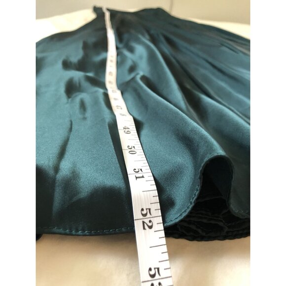 Lulus Women's Front Slit Satin Maxi Dress S Teal Green Formal Dance Bridesmaid - Picture 12 of 12